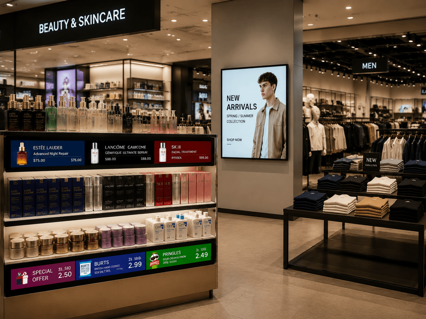LCD display solutions in supermarkets and shopping malls