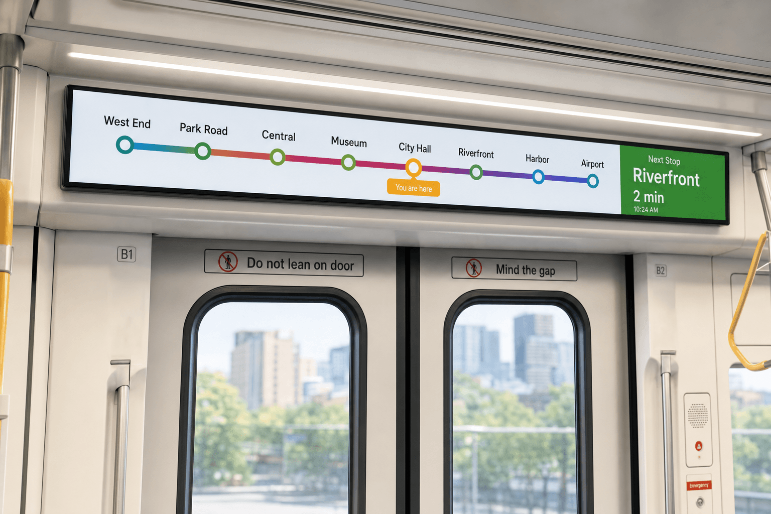 Passenger information LCD displays in a transportation hub