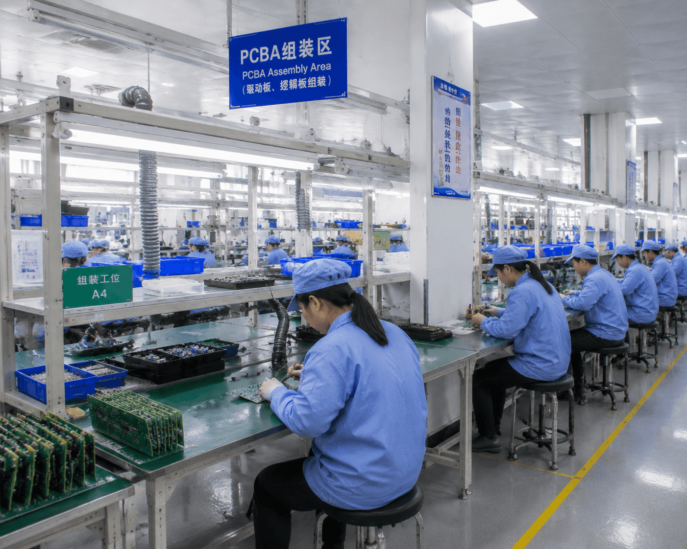 LCD display assembly area at Zhengfang Display