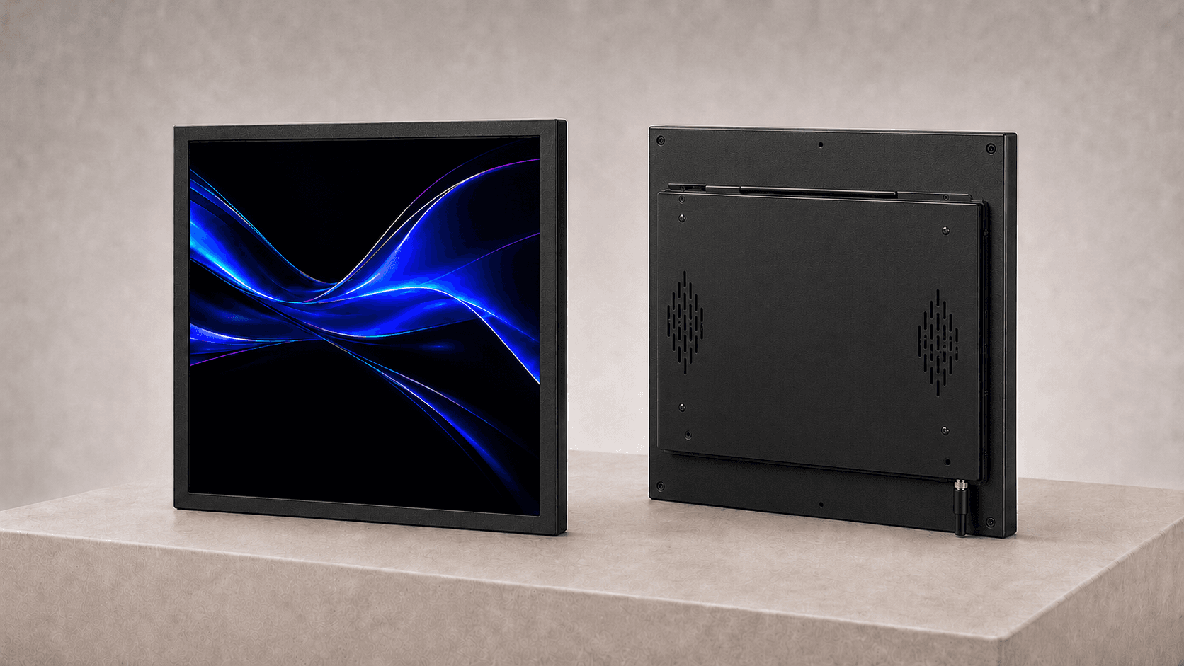 14.5-inch Square LCD Display shown from the front and rear