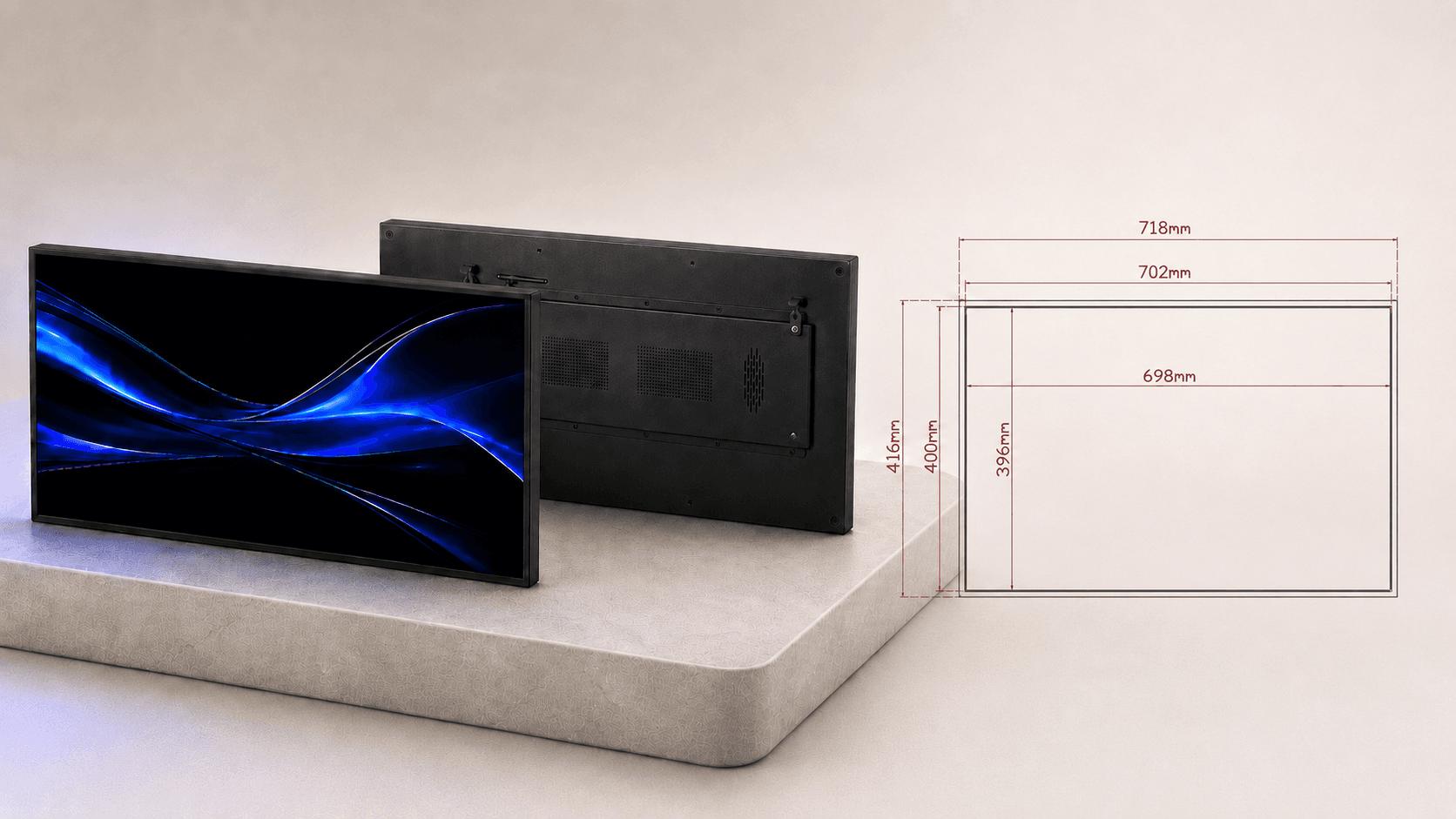 32-inch Bar LCD Display with product dimensions